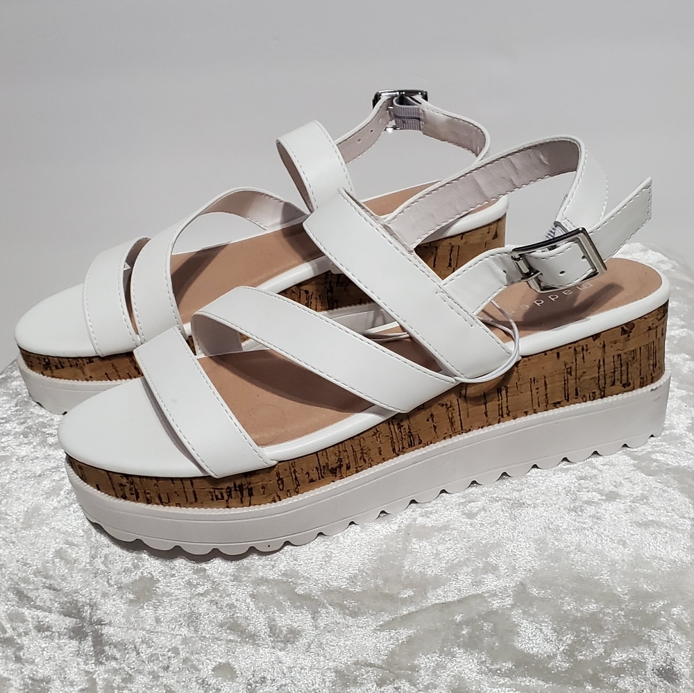 Madden Girl White Cork Platform Sandals B10 Gem